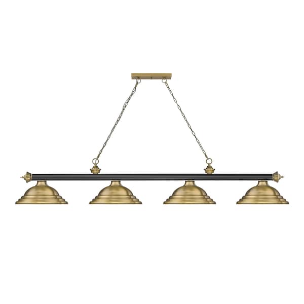 Cordon 4 Light Billiard, Matte Black & Rubbed Brass